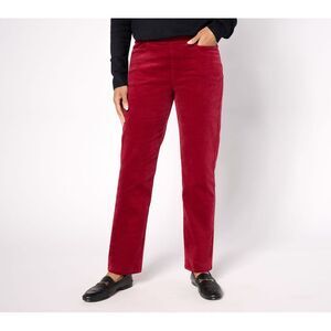 Denim & Co. Women's Petite Pants 2XP Stretch Velvet Straight Leg Red A662788